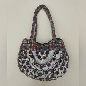 Embroidered Boho Floral Plaid Handbag